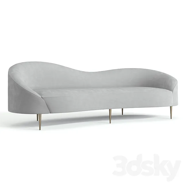 Curvo Light Gray Velvet Sofa 3D Model Curvo Light Gray Velvet Sofa 3D Model
