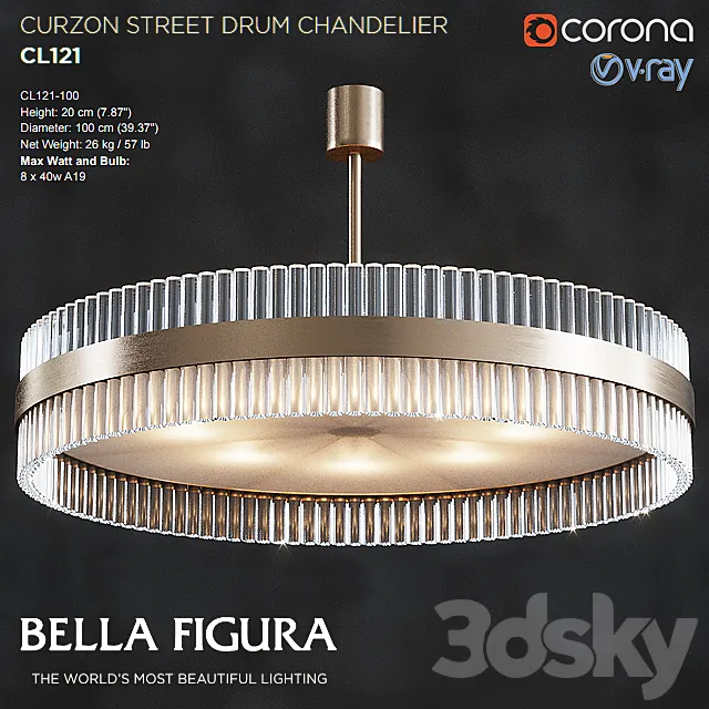 CURZON STREET DRUM CHANDELIER CL121-100 3DModel CURZON STREET DRUM CHANDELIER CL121-100 3DModel