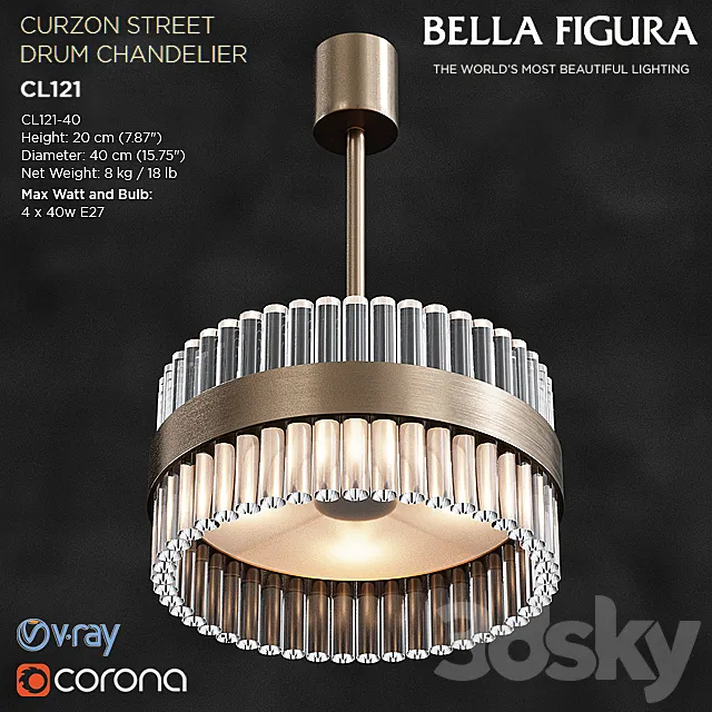 CURZON STREET DRUM CHANDELIER CL121-40 3D Model CURZON STREET DRUM CHANDELIER CL121-40 3D Model