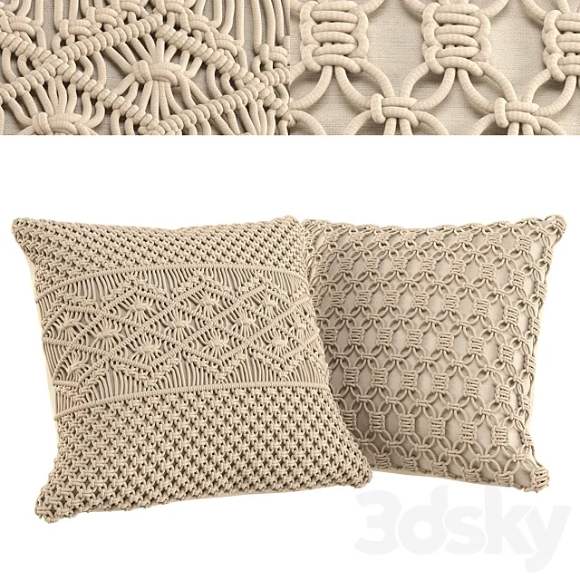 Cushion Set 01 – Macrame Boho 3D Model Cushion Set 01 – Macrame Boho 3D Model