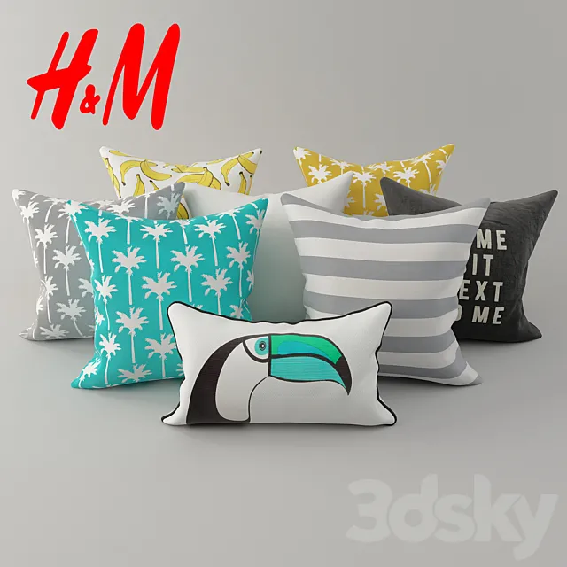 Cushions from H & M Set 3 (tropical) 3DModel Cushions from H & M Set 3 (tropical) 3DModel
