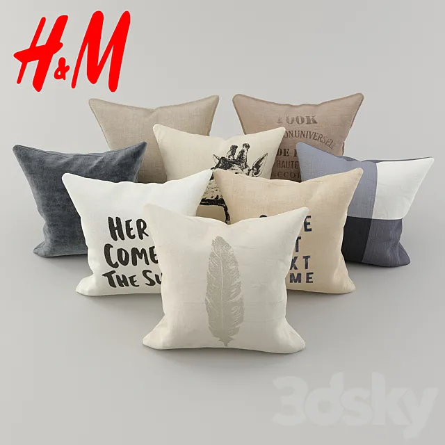 Cushions from H & M Set 4 3DModel Cushions from H & M Set 4 3DModel