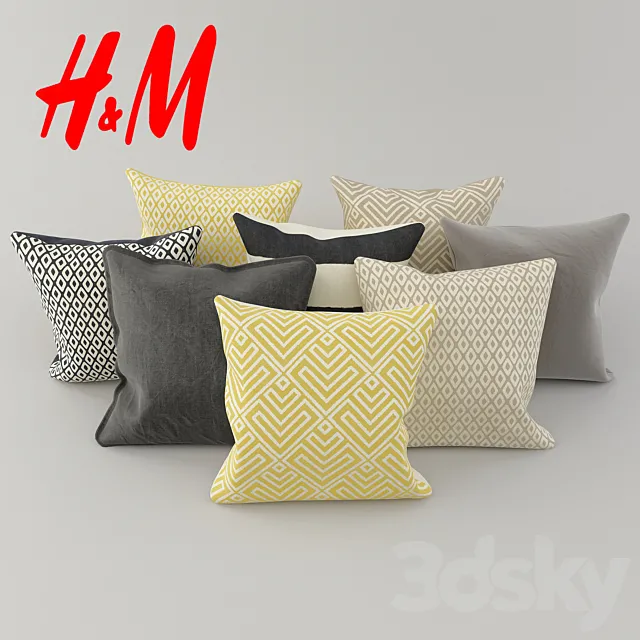 Cushions from H&M Set 1 3DModel Cushions from H&M Set 1 3DModel