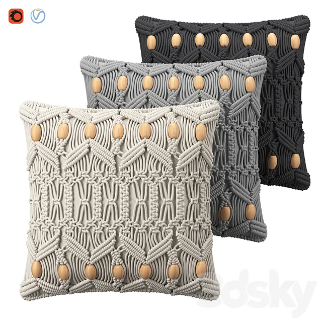 Cushions macrame 3D Model Cushions macrame 3D Model