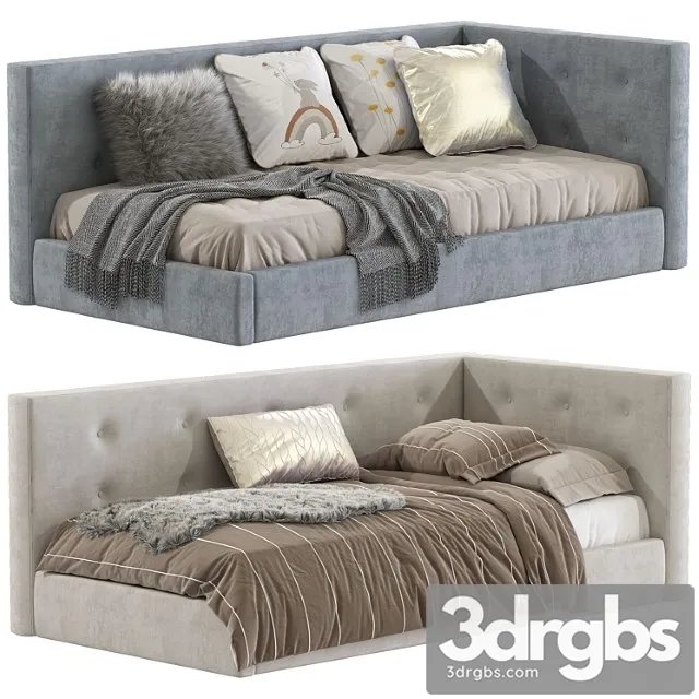 Cushy upholstered platform corner bed 2