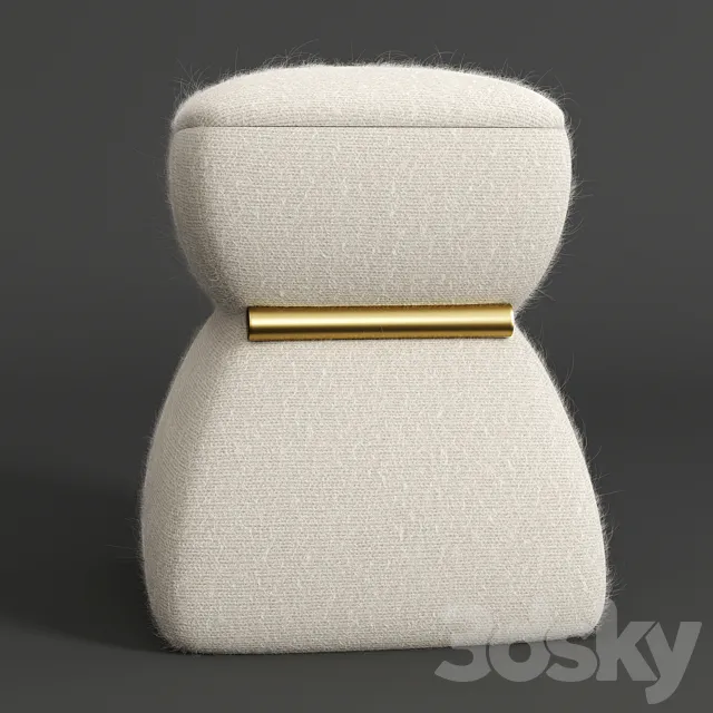 Cusi Modern Pouf in White Mohair 3D Model Cusi Modern Pouf in White Mohair 3D Model