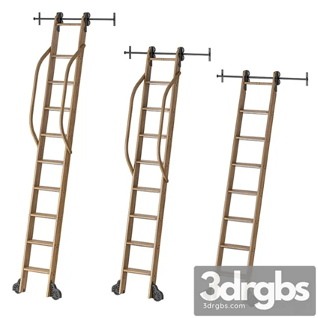 Custom Service Hardware Rolling Library Ladder 3D Model Download