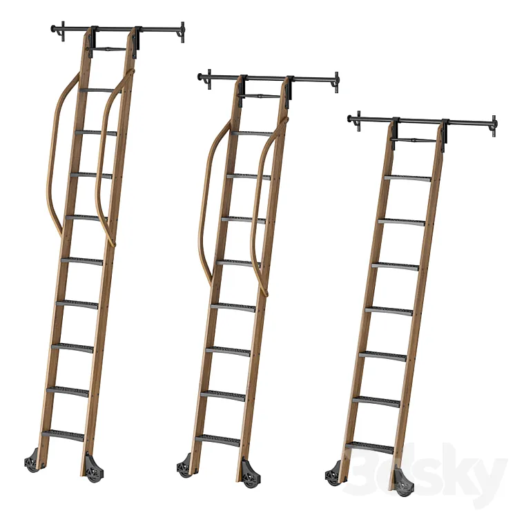 Custom Service Hardware Sliding Hook Library Ladder 3D Model Free Download