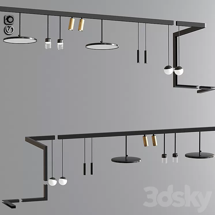 Custom Suspensions Modules Ceiling Track Light 03 3D Model Custom Suspensions Modules Ceiling Track Light 03 3D Model