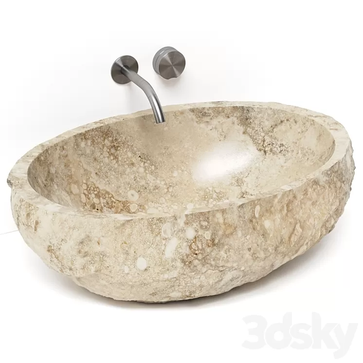 Custom Travertine Sink & Ceadesign Giotto Plus 3D Model