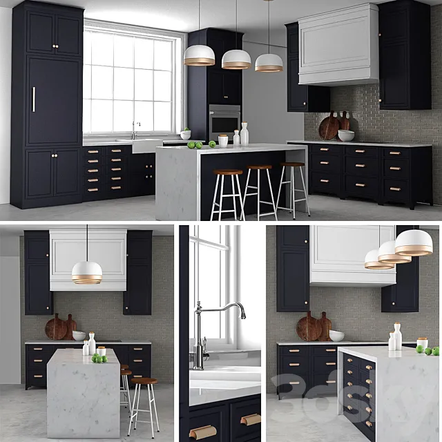 Customized navy kitchen 3DModel Customized navy kitchen 3DModel