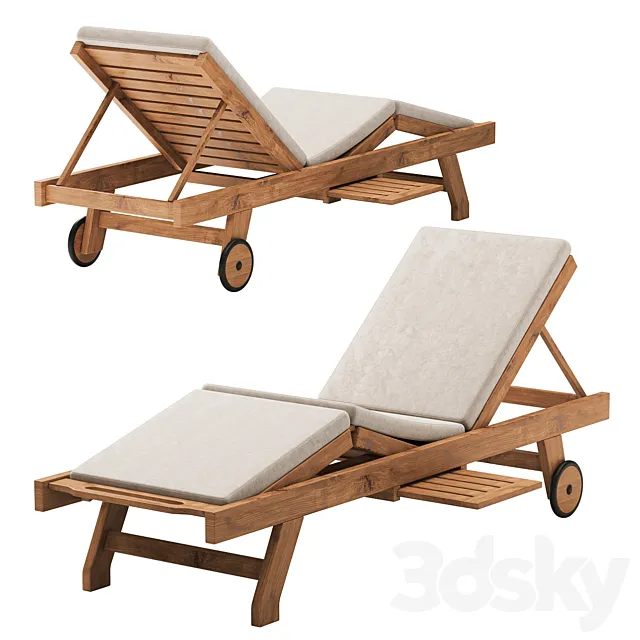 Cyan Teak Furniture – Luxury Sun Lounger with cushion 3D Model