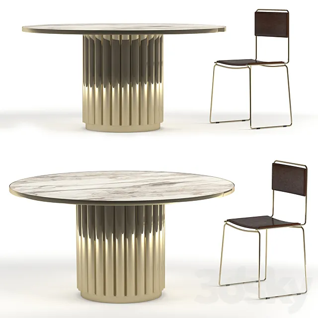 Cyber Dining Table and Chair 3DModel