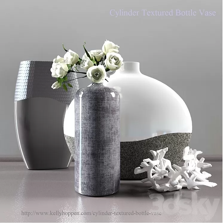 Cylinder Textured Bottle Vase 3D Model