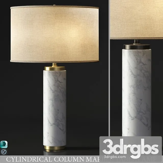 Cylindrical Column Marble Table Lamp 3D Model Download