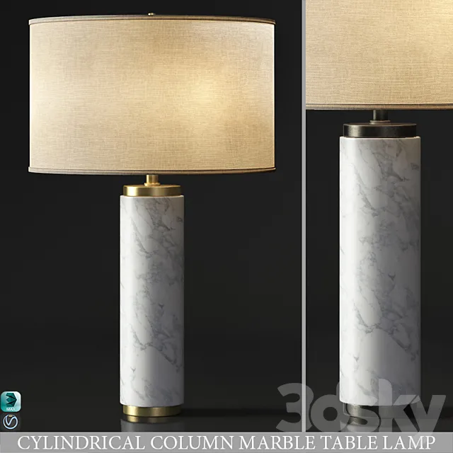 CYLINDRICAL COLUMN MARBLE TABLE LAMP 3DModel CYLINDRICAL COLUMN MARBLE TABLE LAMP 3DModel