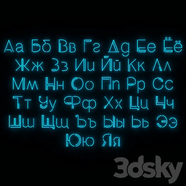 Cyrillic Font Neon Absolute Sans Cyrillic 3D Model