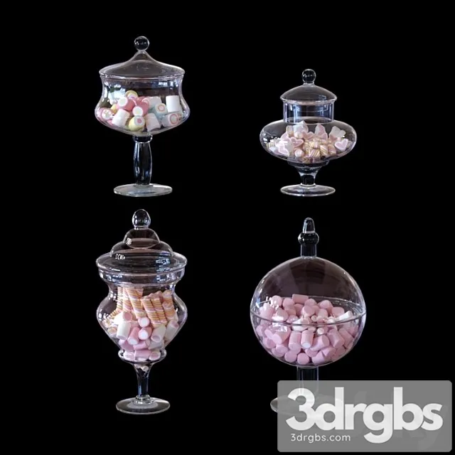 Cys Glass Candy Buffet Jar And Marshmallow 3D Model Download