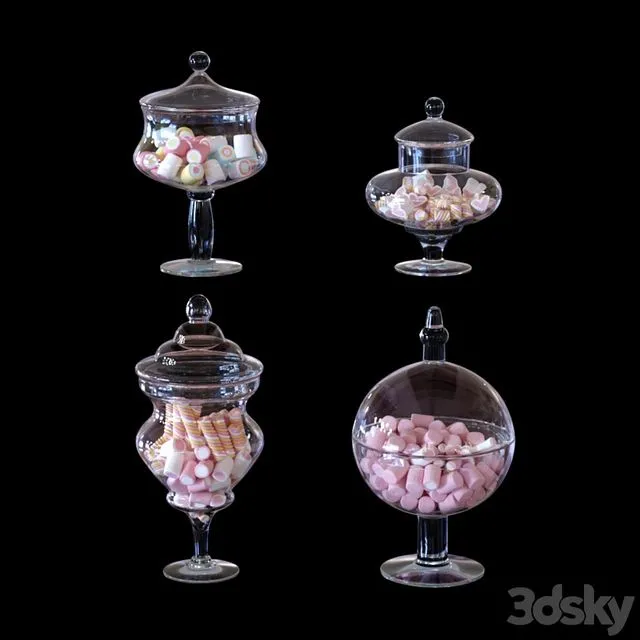 CYS Glass Candy Buffet Jar and Marshmallow 3D Model