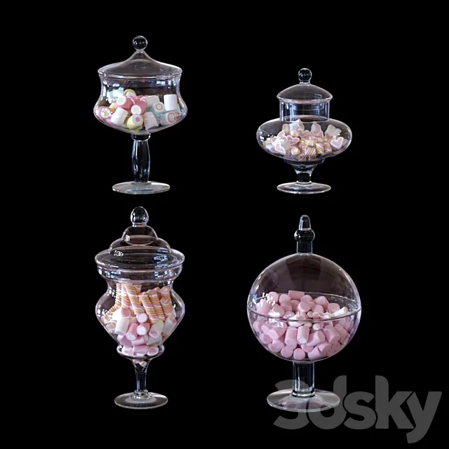 Cys Glass Candy Buffet Jar And Marshmallow 3dmodel - 3dsky Decor Helper