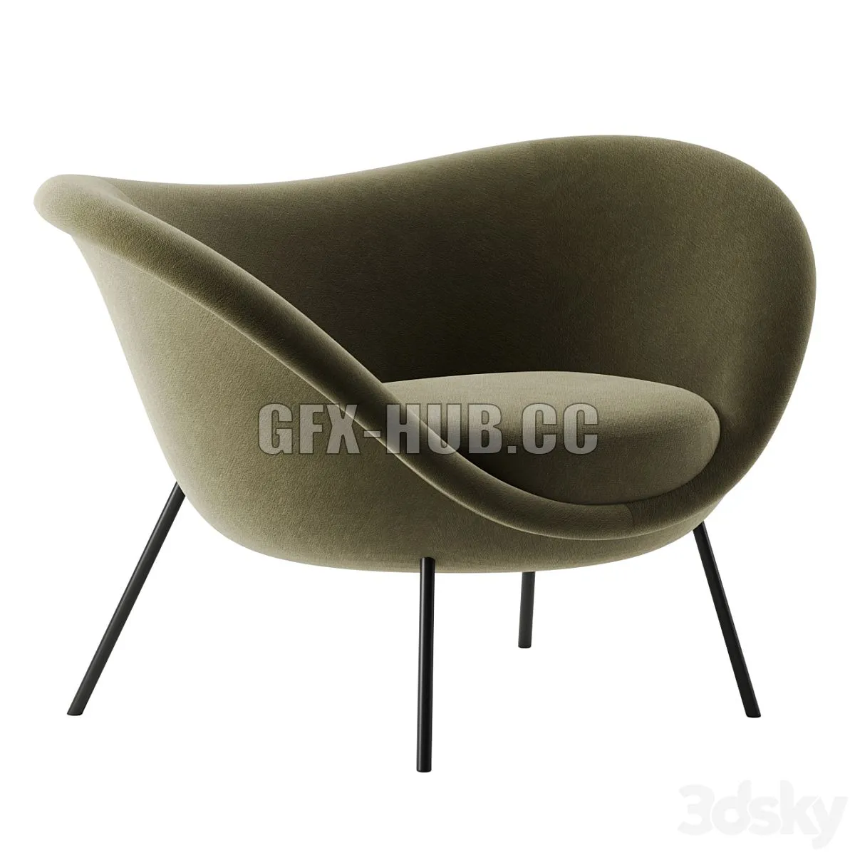 D 154 2 armchair by Molteni 3D Model