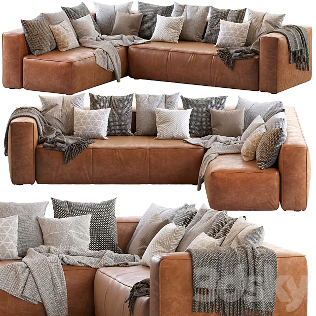 Мello Taos Brown Right Arm Corner Sectional 3D Model Мello Taos Brown Right Arm Corner Sectional 3D Model