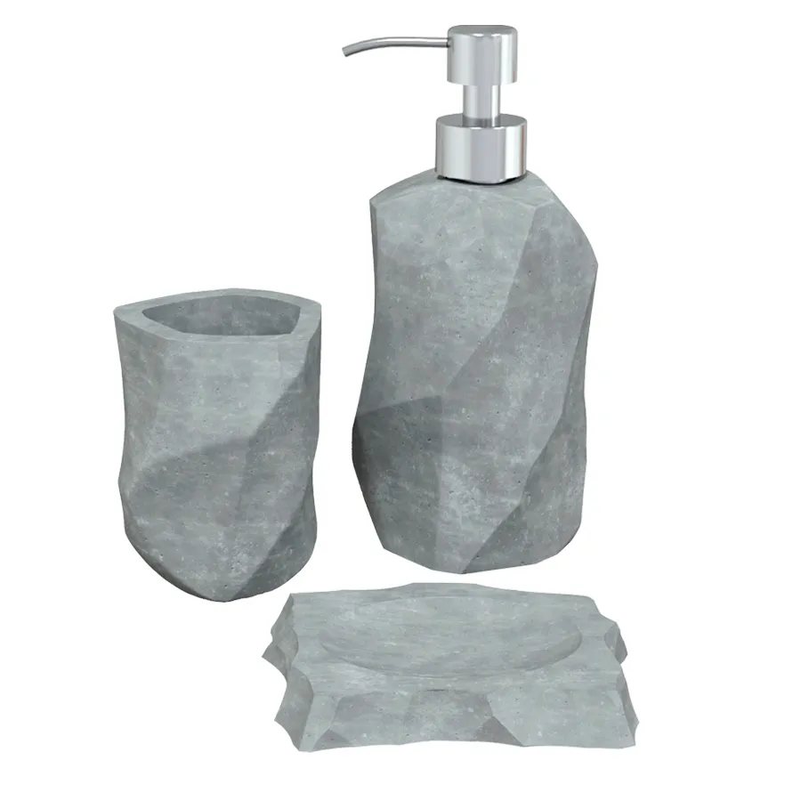 Петро Бетон – Concrete bathroom accessories set 3D Model