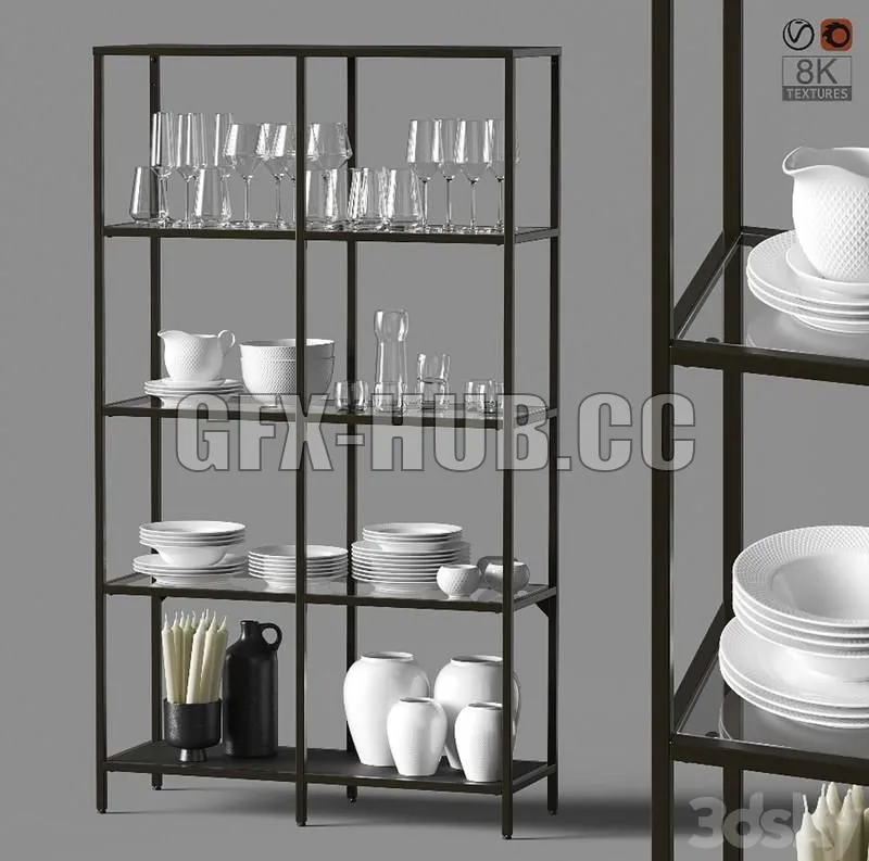 Сupboard with dishes 3D Model