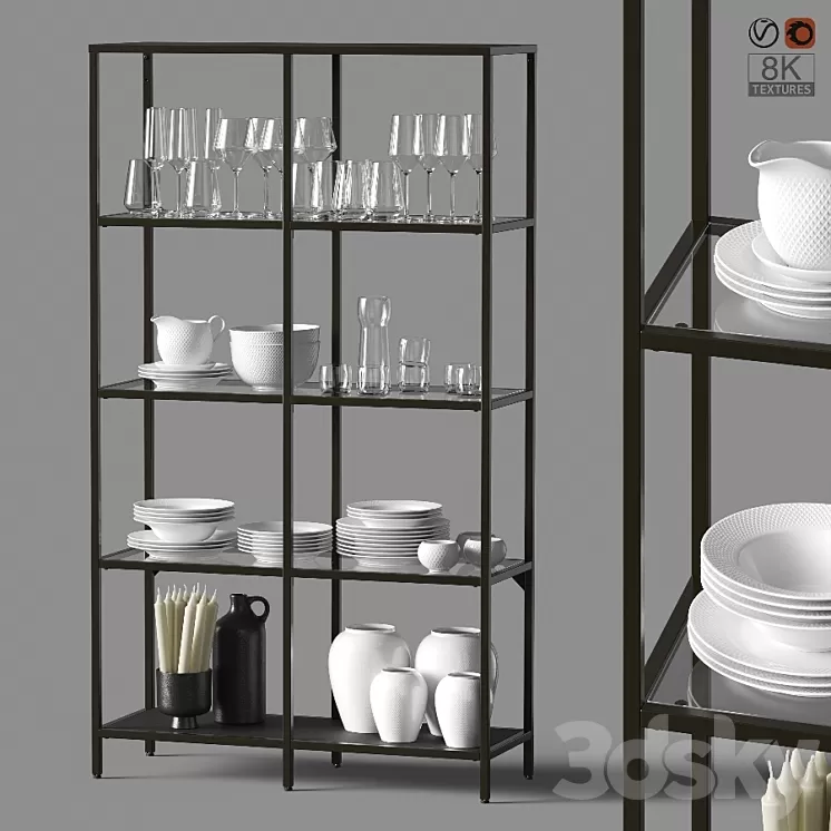 Сupboard with dishes 3D Model Сupboard with dishes 3D Model