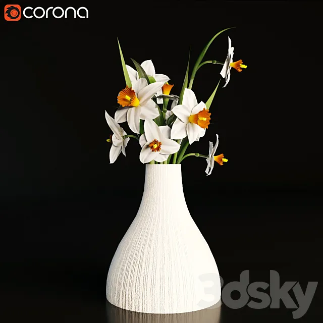Daffodils in a vase 3DModel Daffodils in a vase 3DModel