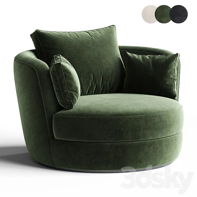 Dahlonega Upholstered Swivel Barrel Chair 3D Model Dahlonega Upholstered Swivel Barrel Chair 3D Model