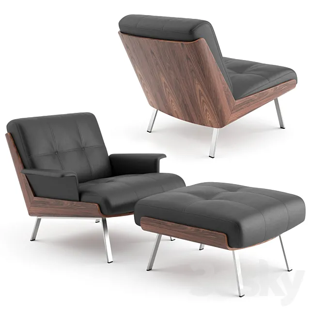 Daiki armchair + footstool by Minotti 3DModel Daiki armchair + footstool by Minotti 3DModel