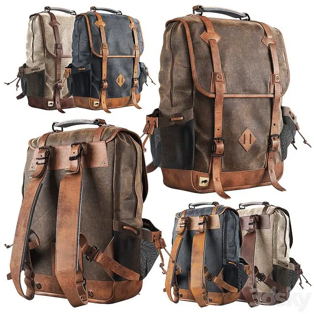 DAKOTA WAXED CANVAS COMMUTER BACKPACK 3D Model DAKOTA WAXED CANVAS COMMUTER BACKPACK 3D Model