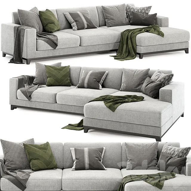 Dallas left 3 seater chaise 3D Model Dallas left 3 seater chaise 3D Model