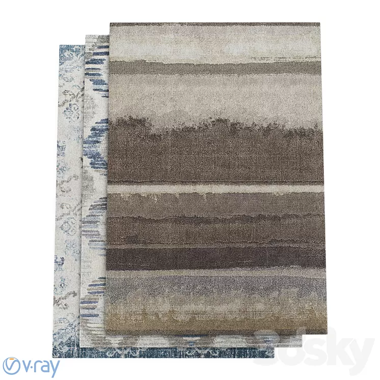 Dalyn Antigua Blue Linen and Mocha Rugs 3D Model Dalyn Antigua Blue Linen and Mocha Rugs 3D Model