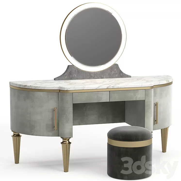 DAME By Longhi dressing table design by Giuseppe Iasparra with Pouf Loft concept Golden Belt 3D Model