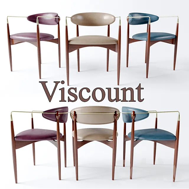 Dan Johnson “Viscount” Brass Accent and Leather Armchair 3D Model