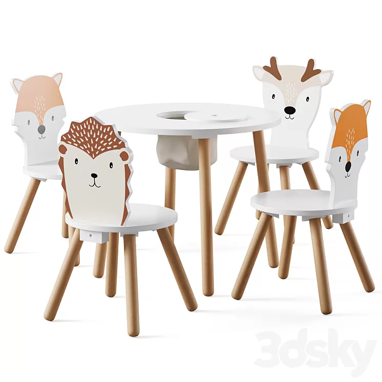 Dandelion Toddler Table & Animal Toddler Chair by Great little 3D Model