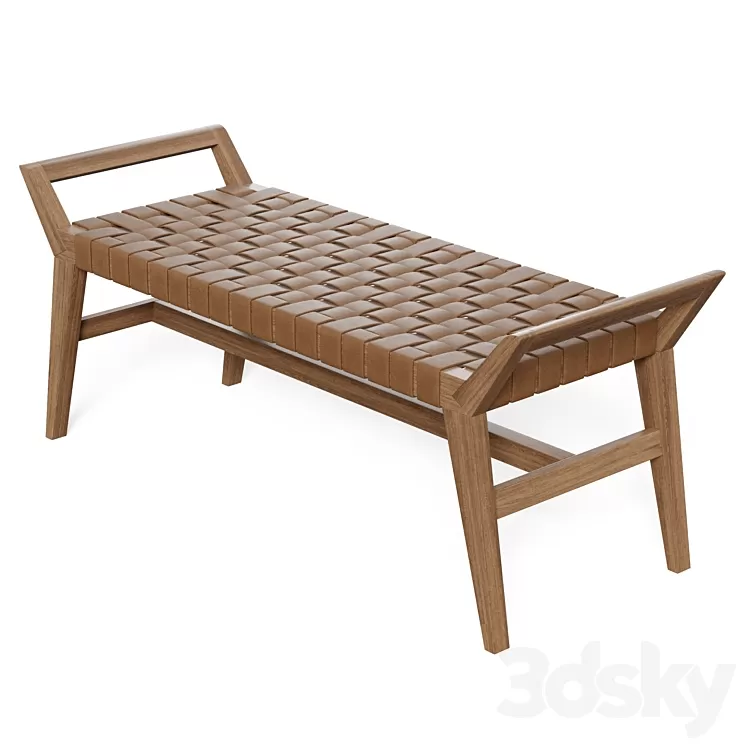 Danielle Leather Bench 3D Model Danielle Leather Bench 3D Model