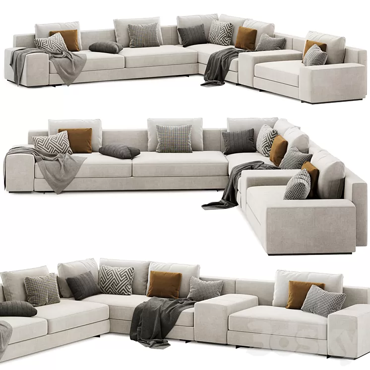 Daniels modular sofa set 02 by Minotti italia 3D Model Free Download