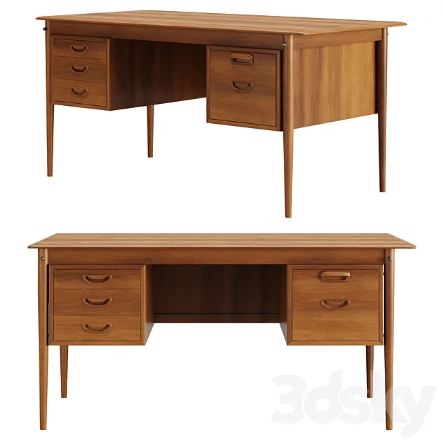 Danish Walnut Desk 1960s 3D Model