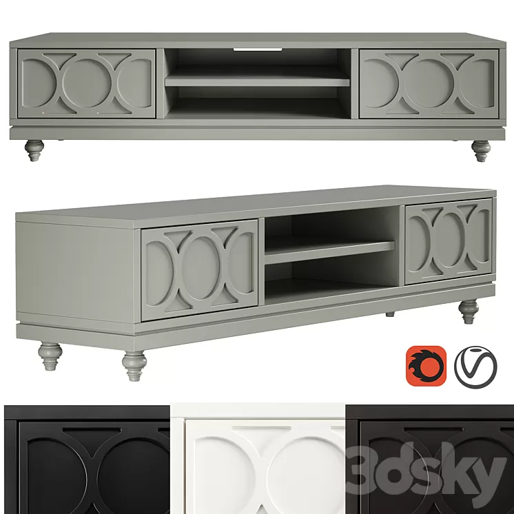 Dantone Home 2-drawer Austin TV Stand 3D Model
