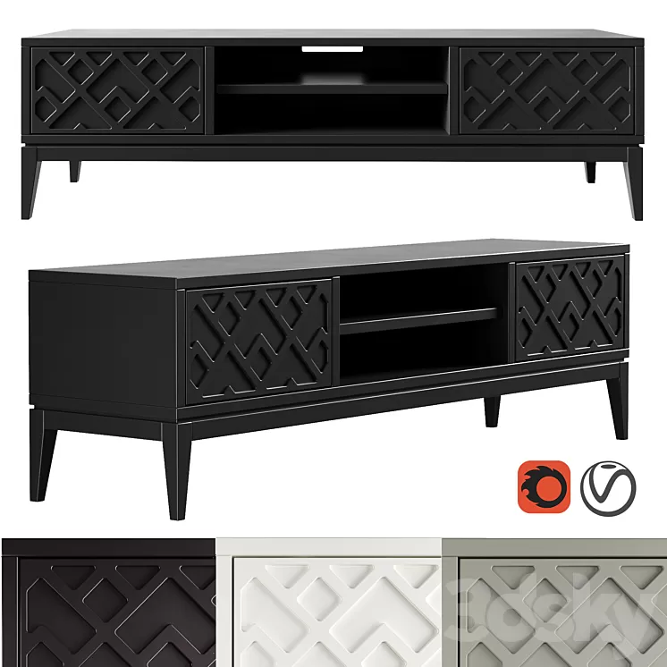 Dantone Home 2-drawer Austin TV Stand 3D Model