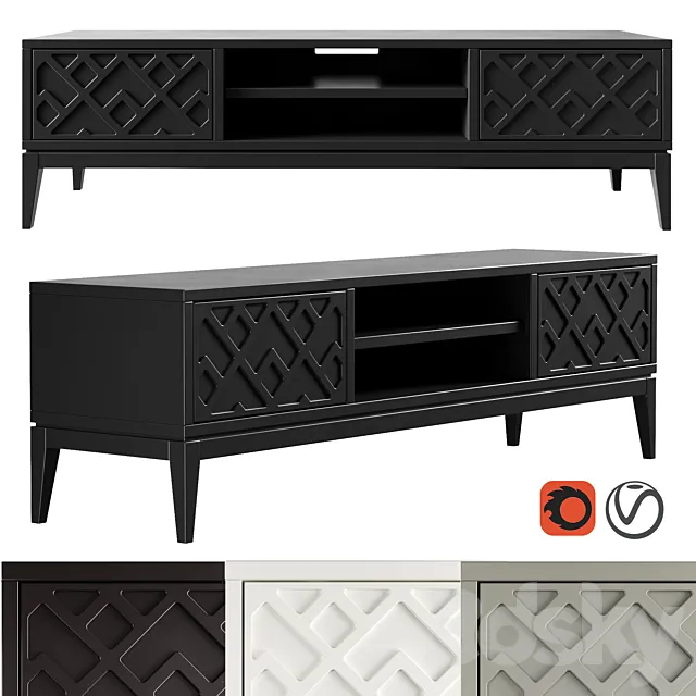 Dantone Home 2-drawer Austin TV Stand 3DModel Dantone Home 2-drawer Austin TV Stand 3DModel