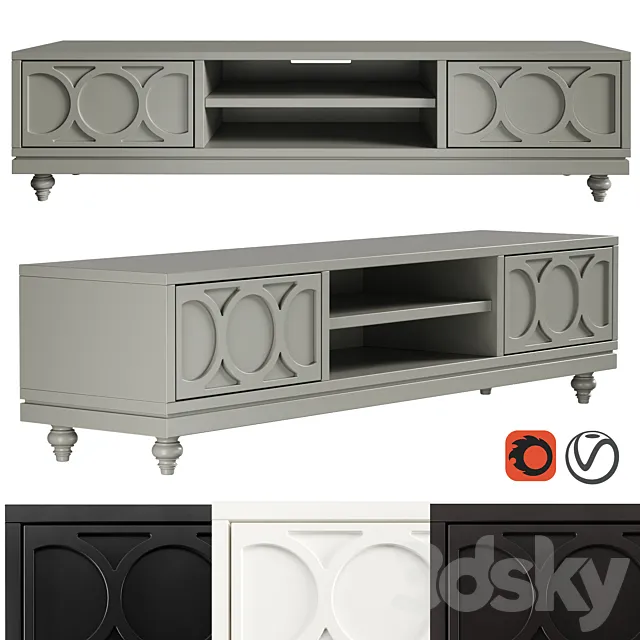 Dantone Home 2-drawer Austin TV Stand 3DModel Dantone Home 2-drawer Austin TV Stand 3DModel