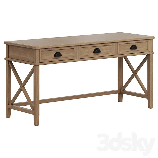 Dantone Home 3-Drawer Cambridge Writing Desk 3D Model Dantone Home 3-Drawer Cambridge Writing Desk 3D Model