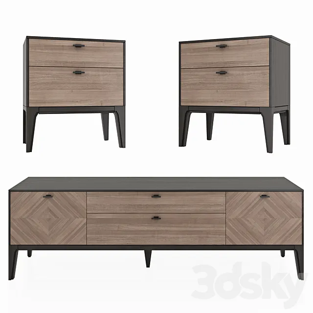 Dantone Home Verona chest set 3D Model Dantone Home Verona chest set 3D Model