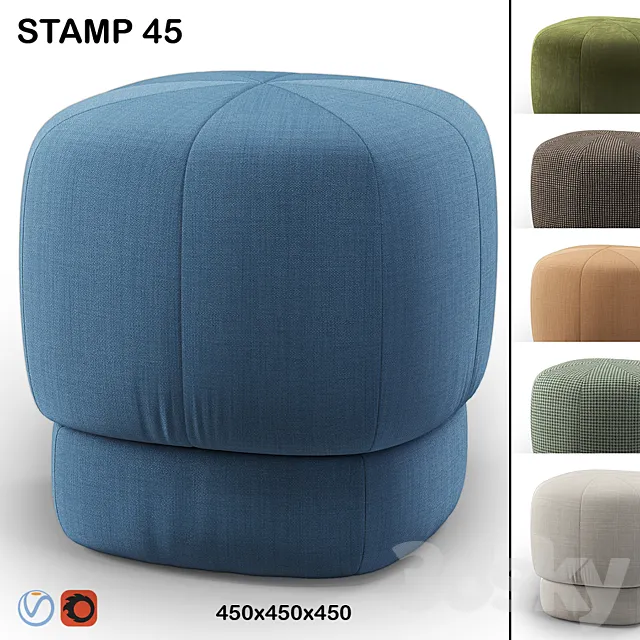 Dantone Pouf Stamp 45 cm 3D Model Dantone Pouf Stamp 45 cm 3D Model