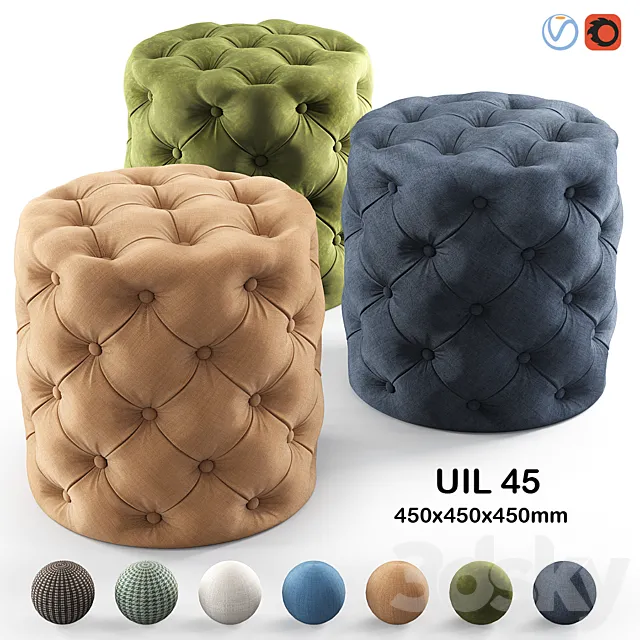 Dantone Pouf Will 45cm 3D Model Dantone Pouf Will 45cm 3D Model