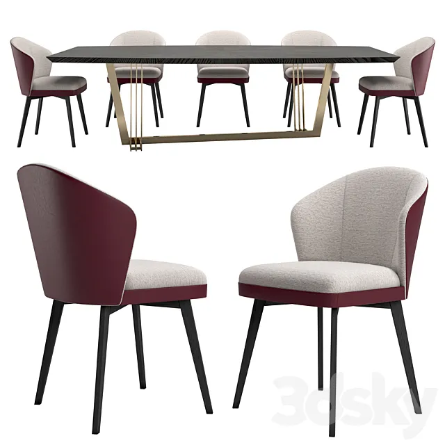 D’ARC table + NELLY by LASKASAS chairs 3DModel
